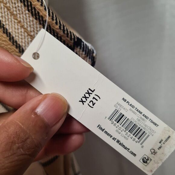 NWT No Boundaries Womens Khaki Plaid Tank and Tee Combo | Size: XXL - Picture 4 of 4